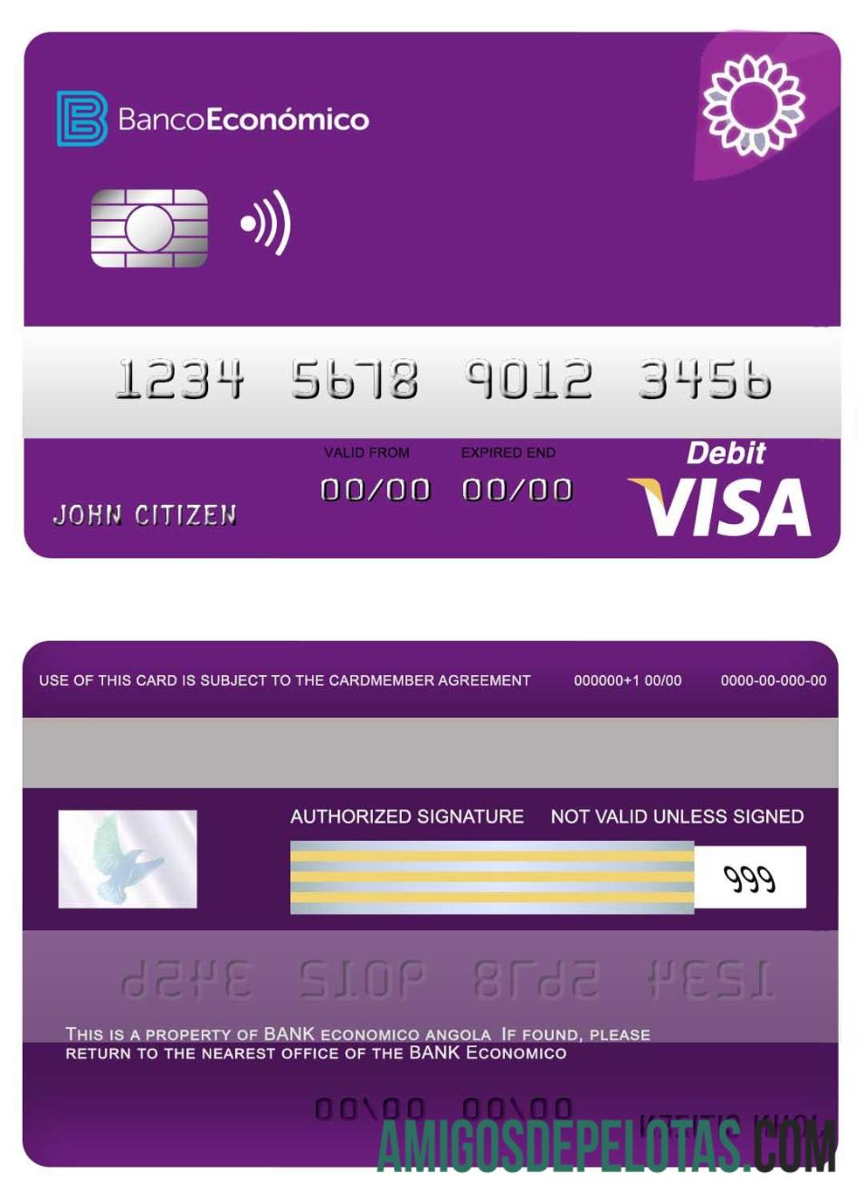 Angola Bank Economio Visa Debit Card amostra